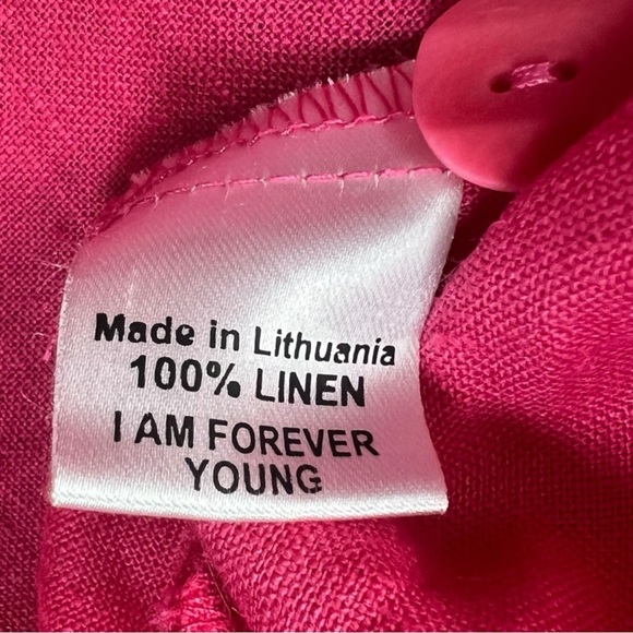 NWOT Flax Women's 3/4 Sleeve 100% Linen Tunic Shirt In Fuchsia Size Small - Picture 8 of 8